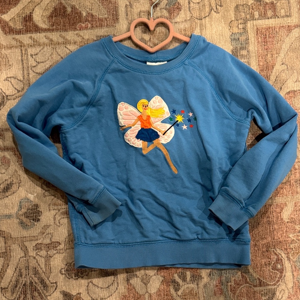 Hanna Andersson Blue Kids Fairy Sweatshirt - Cozy Graphic Pullover 6-7